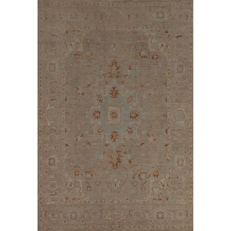 Floral Vegetable Dye Oushak Turkish Large Rug Hand-Knotted Wool Carpet - 10'3"x 13'9"