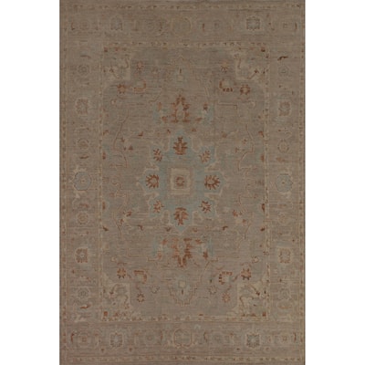 Floral Vegetable Dye Oushak Turkish Large Rug Hand-Knotted Wool Carpet - 10'3"x 13'9"