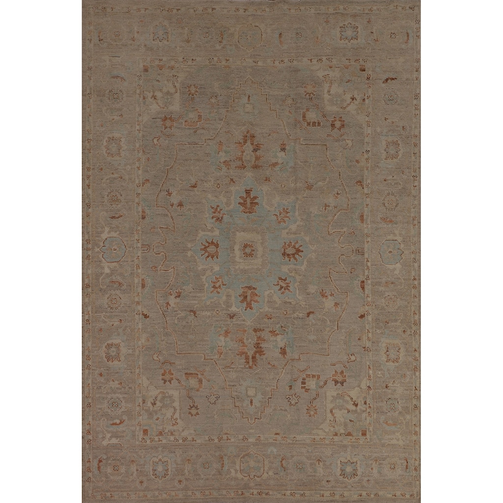 Floral Vegetable Dye Oushak Turkish Large Rug Hand-Knotted Wool Carpet - 10'3"x 13'9"