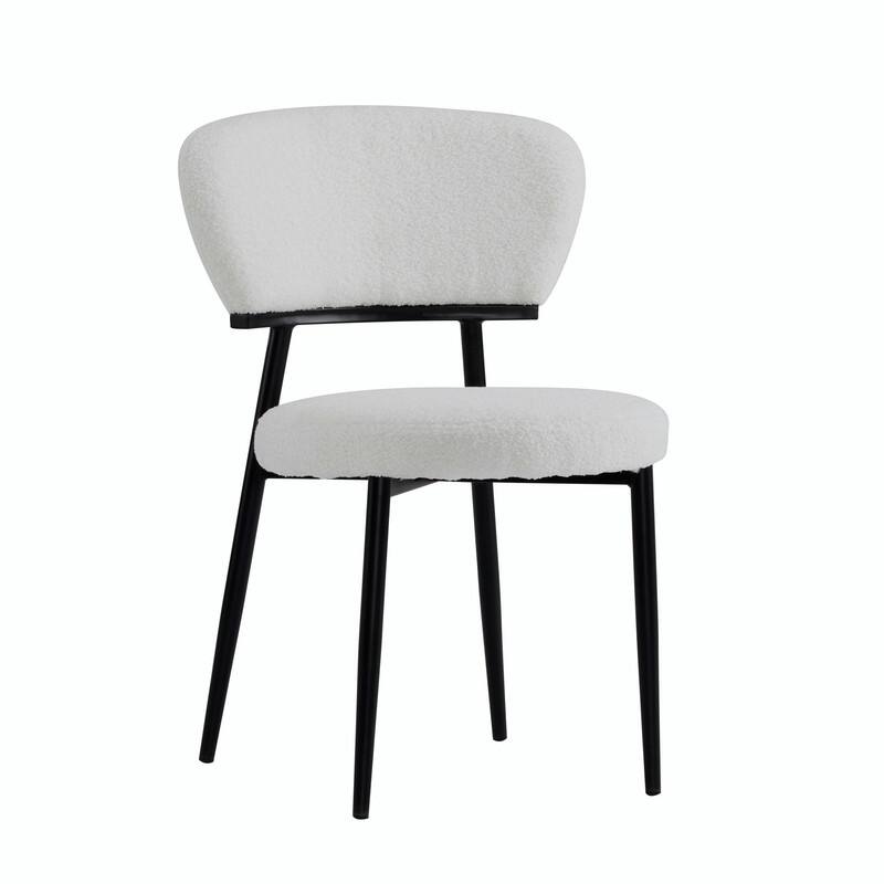 Set of 2 Modern Upholstered Arm Dining Chairs with Metal Legs, Soft Padded Seat & Backrest