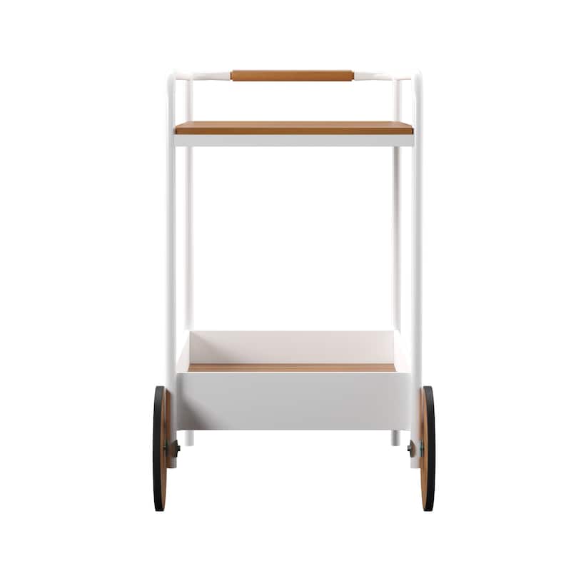 SEI Furniture Randy Natural Acaia Wood Outdoor Bar Cart w/ Storage