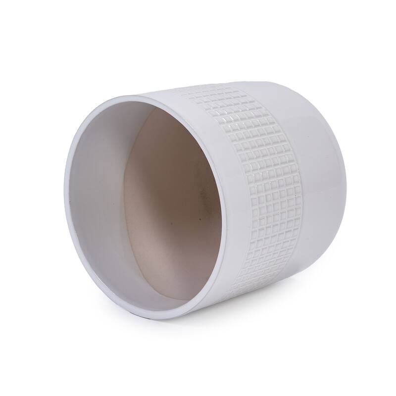 9" Ceramic Flowerpot Garden Modern Patio Grid Planter(Set of 3) - 9.65 in.W x 9.65 in.D x 9.25 in.H
