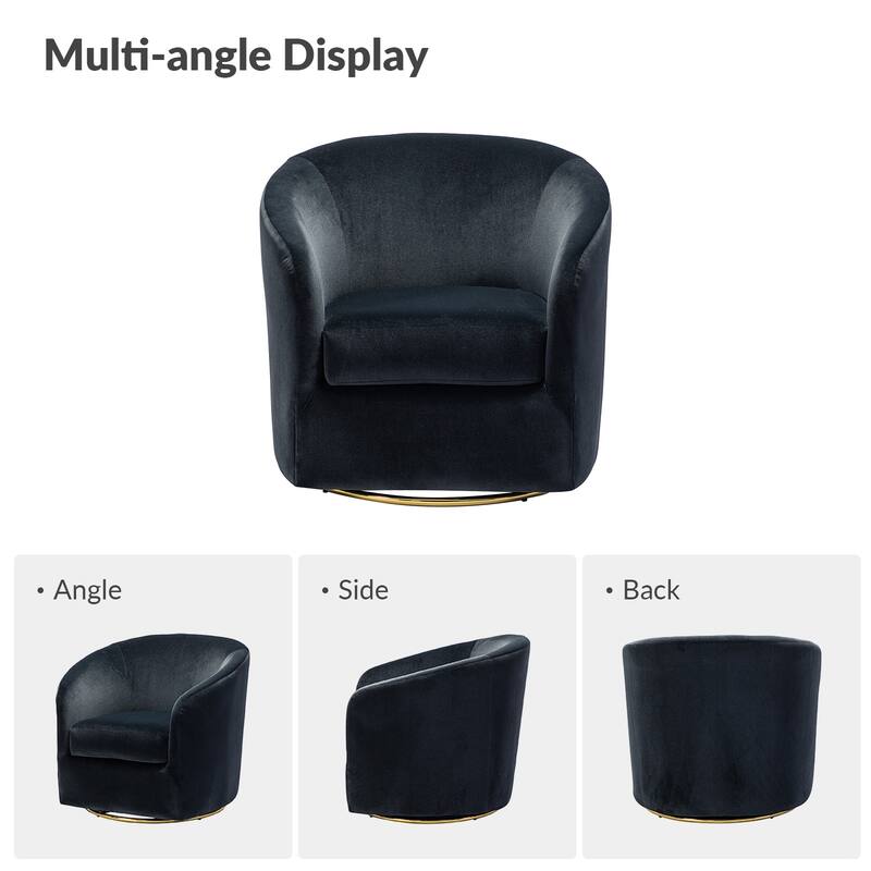 Eleuterio Modern Upholstered Swivel Accent Barrel Chair with Metal Base Set of 2 by HULALA HOME