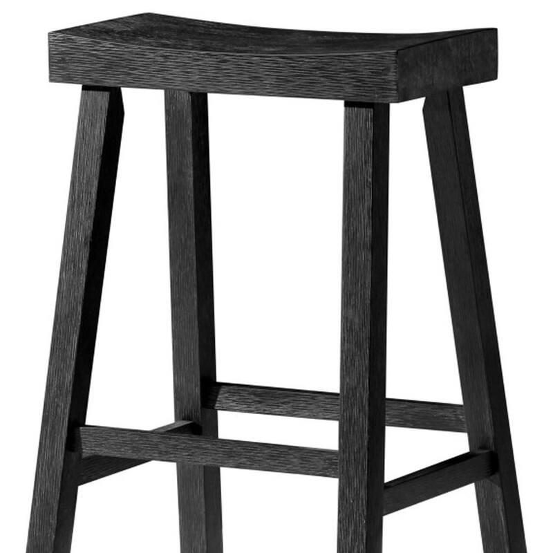 HomeRoots 31" Black Solid Wood Backless Bar Height Bar Chair