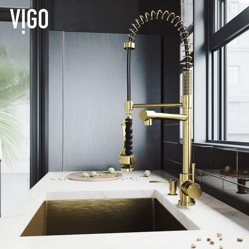 VIGO Zurich 27" H Single Handle Pull-Down Sprayer Kitchen Faucet