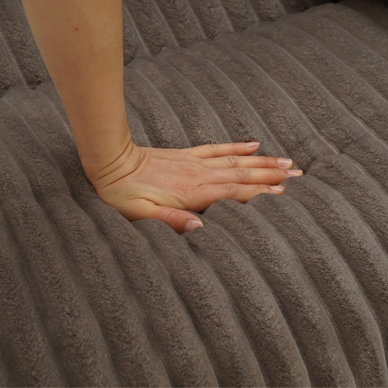 Modern Oversized Plush Corduroy Modular Sectional Sofa with 2 Ottomans