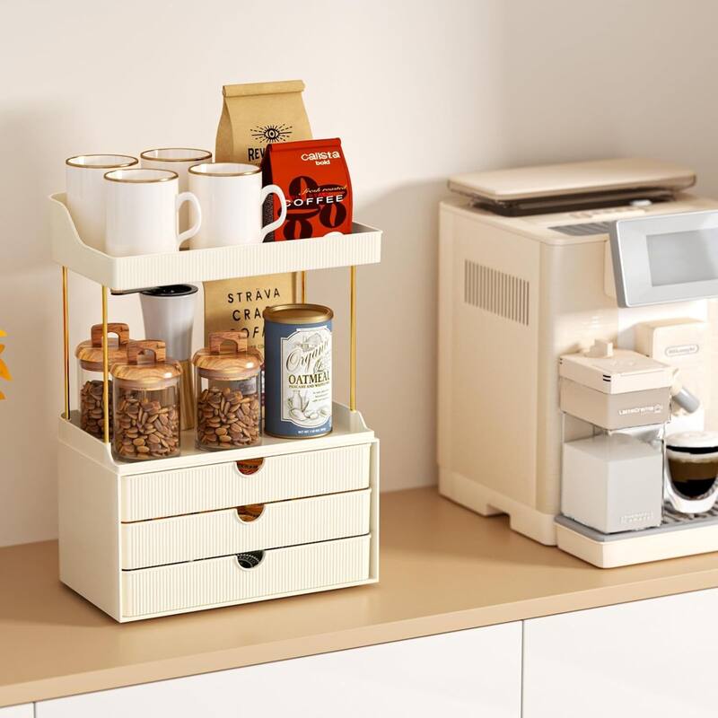 3 Drawers 2 Tier Makeup Organizer - Bathroom Counter Organizer