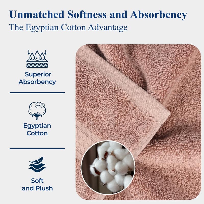 Superior Luxury Egyptian Cotton Bath Towel Set of 4 Ultra Plush, Heavyweight, Absorbent Spa & Hotel Quality Bath Towels Set