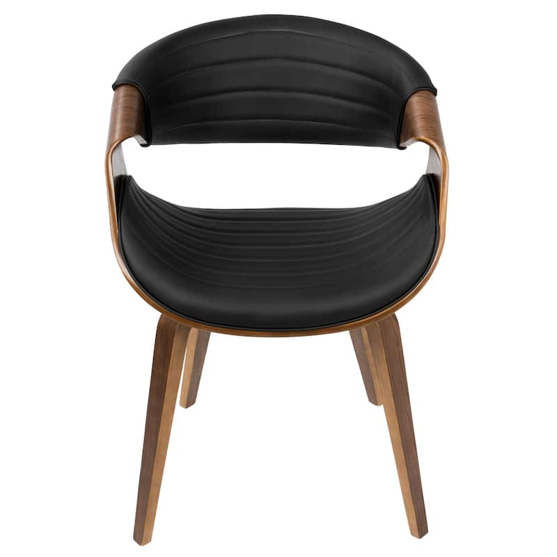 30.75" black leather and brown wooden symphony dining chair