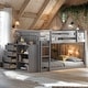 preview thumbnail 27 of 37, Full over Full Bunk Bed with 4 Drawers and 3 Shelves Grey