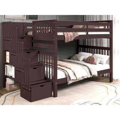 Taylor & Olive Trillium Full over Full Stairway Bunk Bed