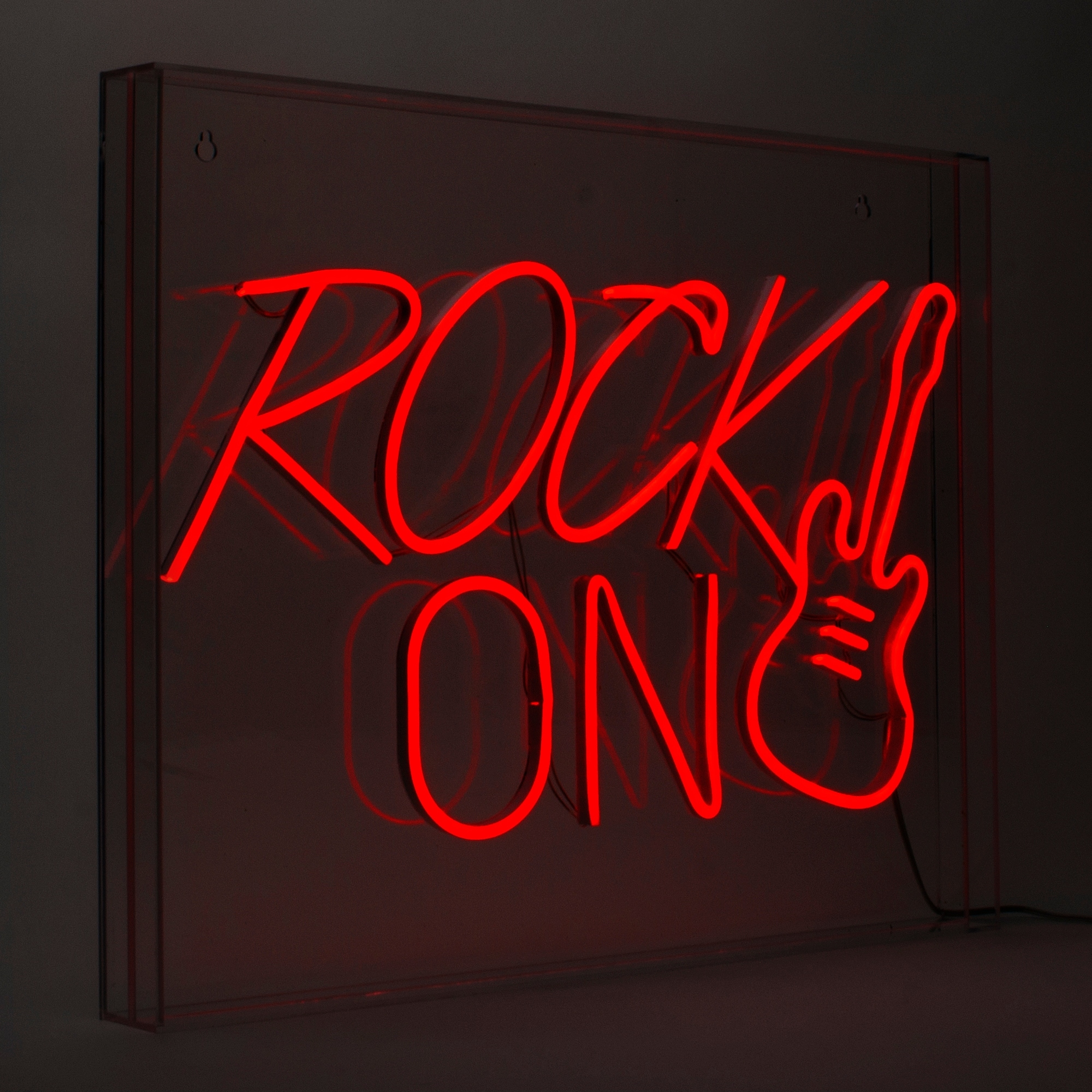 American Art Decor Neon LED Lights, Acrylic Box Sign - Rock On Guitar