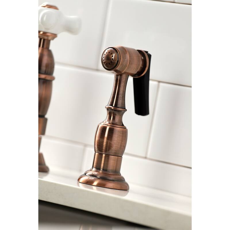 Kingston Brass Heritage Bridge Kitchen Faucet with Brass Sprayer