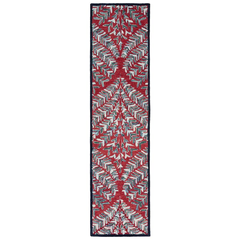 SAFAVIEH Handmade Capri Kert Wool Rug - 2'3" x 9' Runner - Red/Green