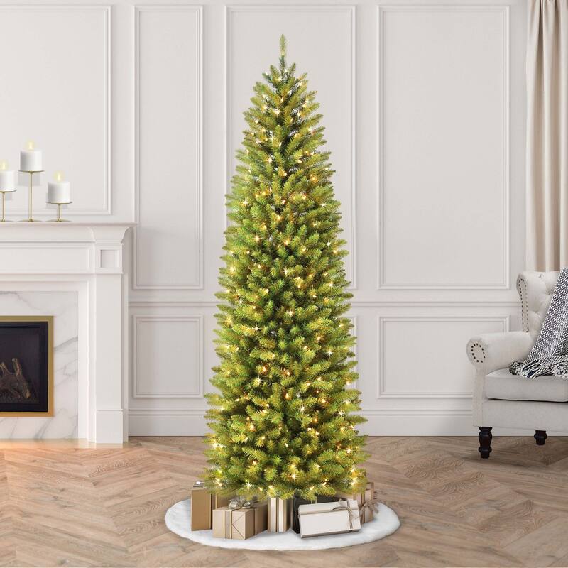 Puleo International 9 ft. Pre-lit Fraser Fir Pencil Artificial Christmas Tree