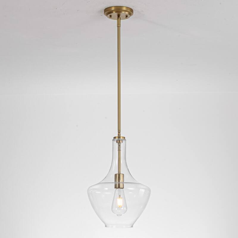 10.4" 1-Light Modern Minimalist Chrome/Gold/Matte Black Clear Glass Pendant Light