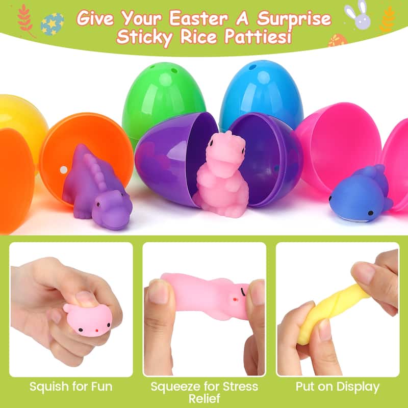 Easter Printed Plastic Eggs Basket Stuffer for Easter Egg Hunt Event, Party Favor Goodie Bags, Scene and Decoration