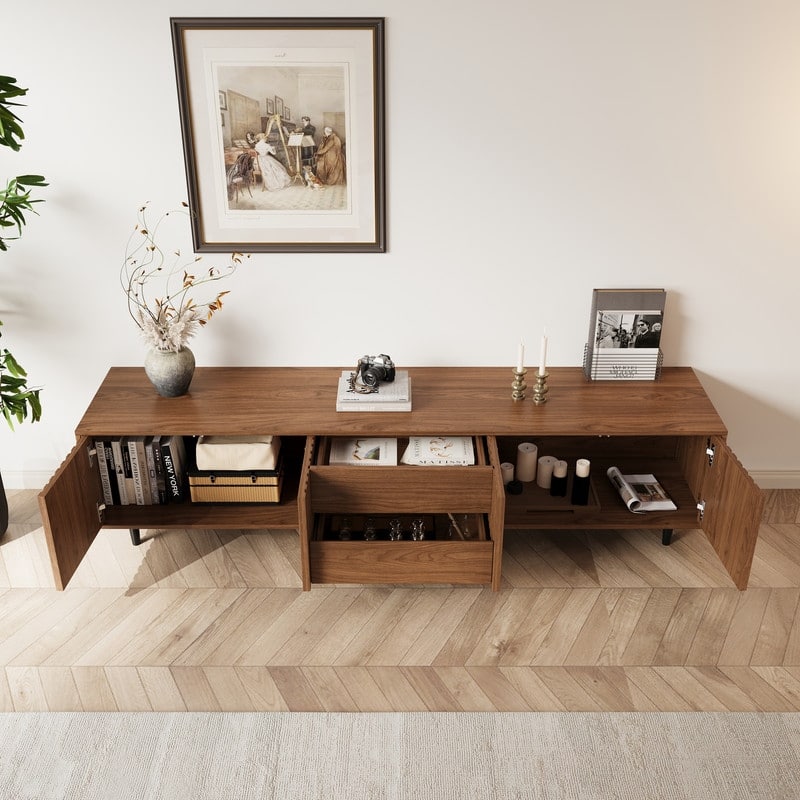 71" Walnut Fluted TV Stand