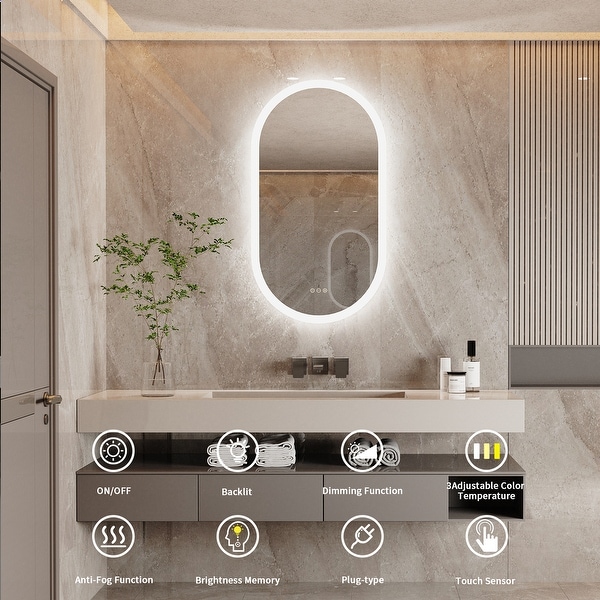 Oval backlit bathroom mirror cheap