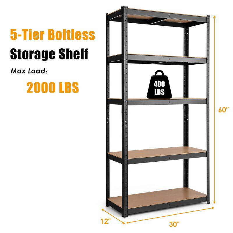 Gymax 30''x60'' Adjust 5 Level Garage Tool Shelf Storage 2000lbs