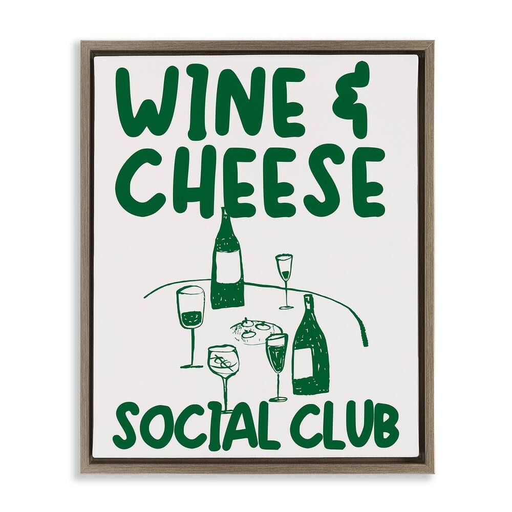 Stupell Wine & Cheese Social Club Framed Floater Canvas Wall Art Design By House of Lulu