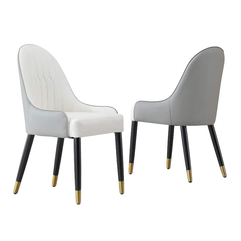 Dining Chairs Set of 2, High Back Upholstered Dining Side Chair, Faux Leather Chair with Sturdy Thickened Metal Legs
