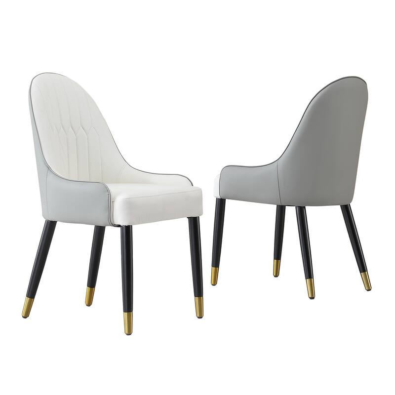 Modern Dining Chairs Set of 2, Faux Leather Upholstered Side Chairs with Metal Legs, Kitchen and Dining Room Chairs