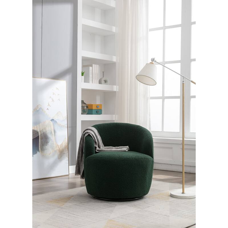 25.60" Swivel Barrel Chair, Modern Small Single Sofa Chair Comfy Round Upholstered Armchair for Living Room Bedroom