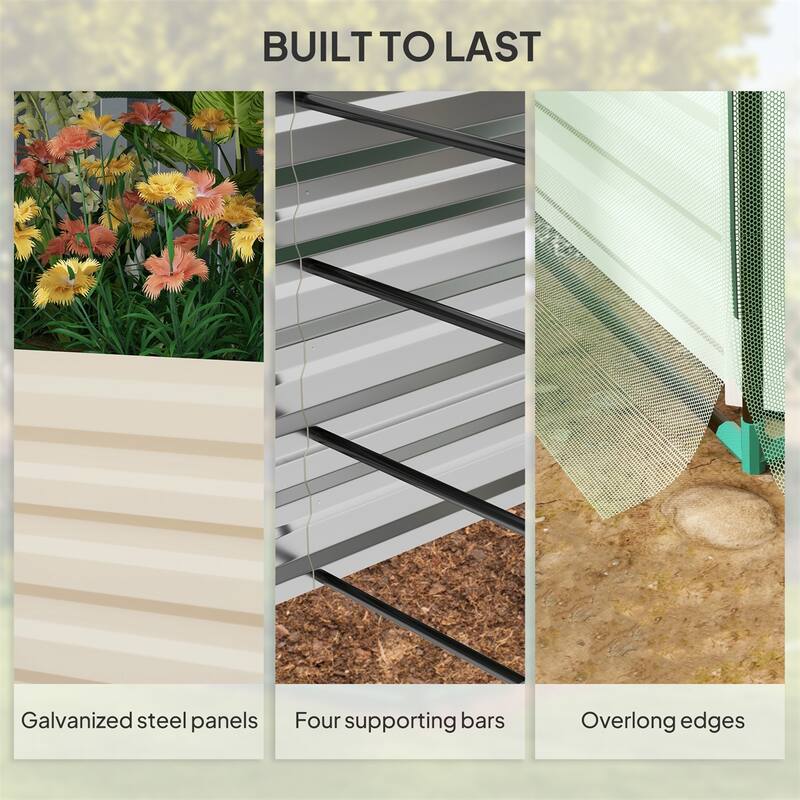 Galvanized Steel Raised Garden Bed with Crop Cage and Shade