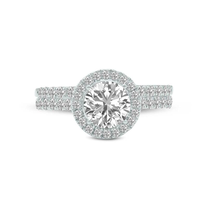 Marquee 2 3/4 Carat TW Round Cut Lab Grown Diamond Halo Bridal Set in 14Karat White Gold