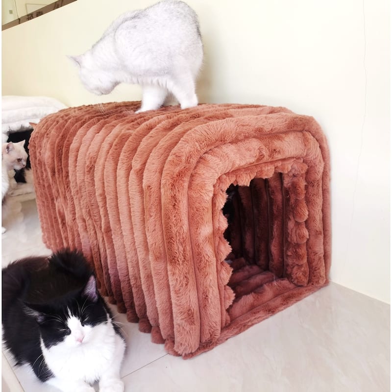 Pet Supplies Ottoman Storage Bench Corduroy Bench Cat's Nest to Hide for the Living Room, Entryway and Bedroom