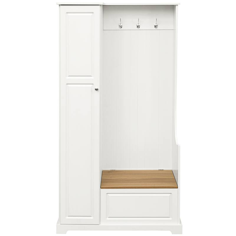 Stylish Design Hall Tree with Flip-Up Bench, Minimalist Hallway Shoe Cabinet with Adjustable Shelves