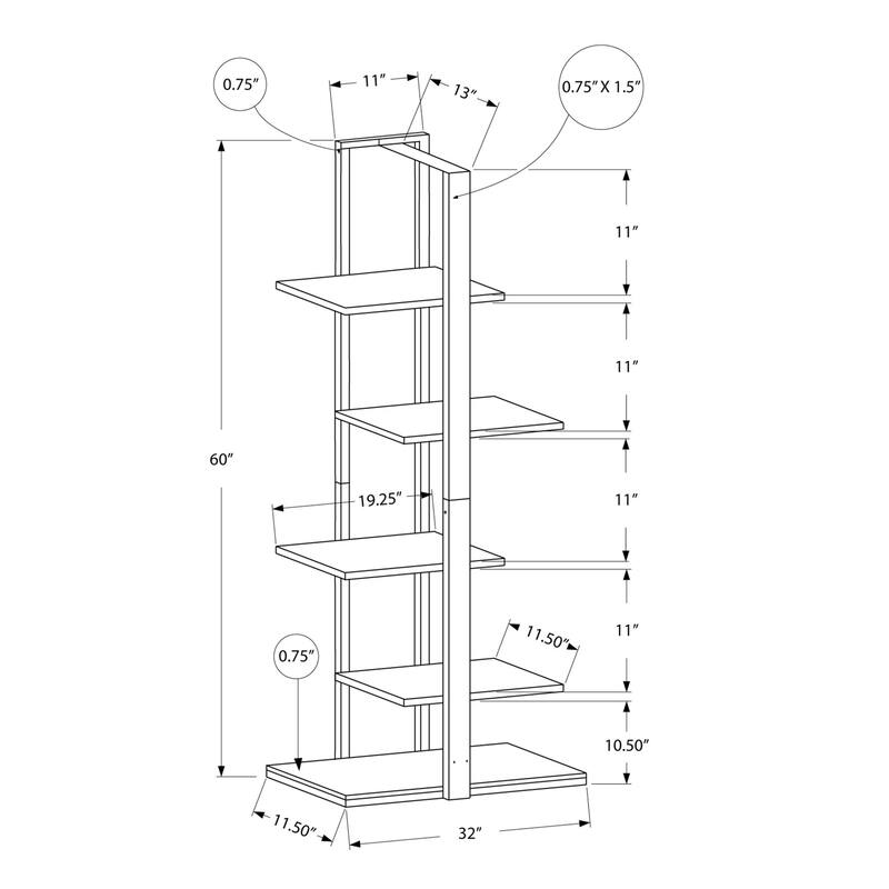 48-Inch High 4-Shelf Freestanding Bookcase with Metal Frame and Wooden Shelves for Storage and Display - 72
