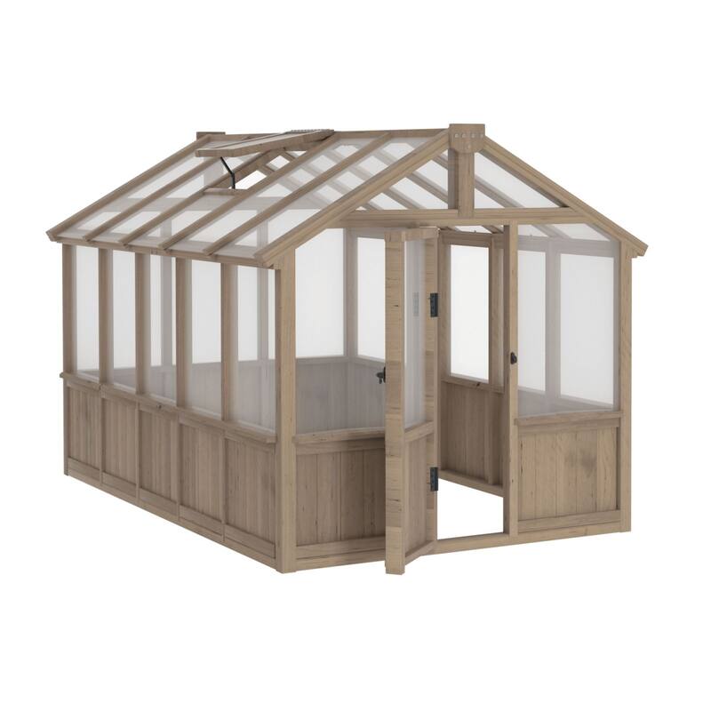 VEIKOUS Walk-in Wooden Greenhouse for Outside, Garden and Backyard, Light Mocha Brown