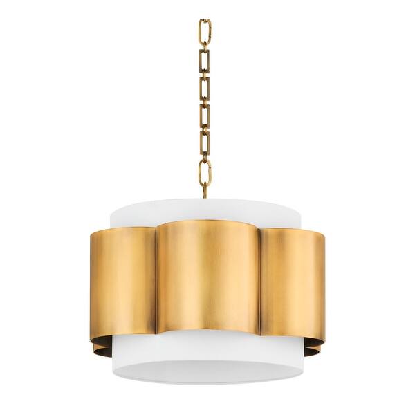 slide 2 of 11, Quorum International 8229-4 Belinder 4 Light 22" Wide Pendant Non-Lacquered Brass
