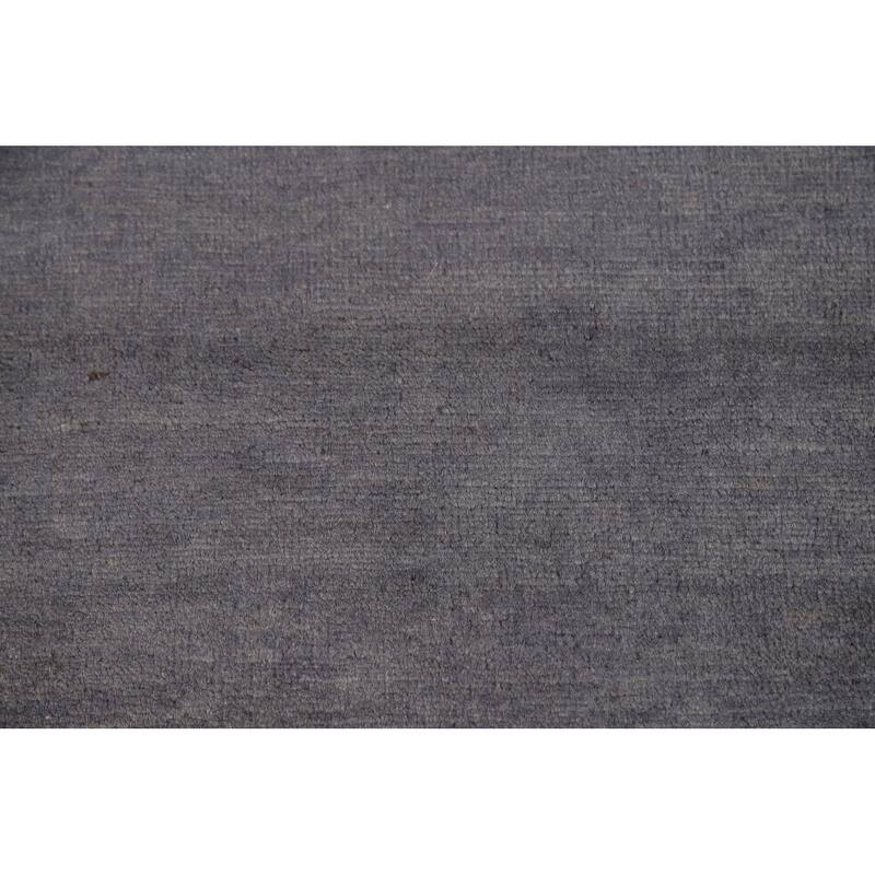Modern Gabbeh Oriental Foyer Rug Hand-Knotted Grey Wool Carpet - 3'3" x 4'11"