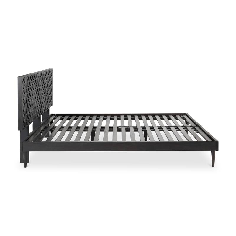 NADAAL STUDIOS Lennon, Queen Bed with Carved Headboard, Walnut