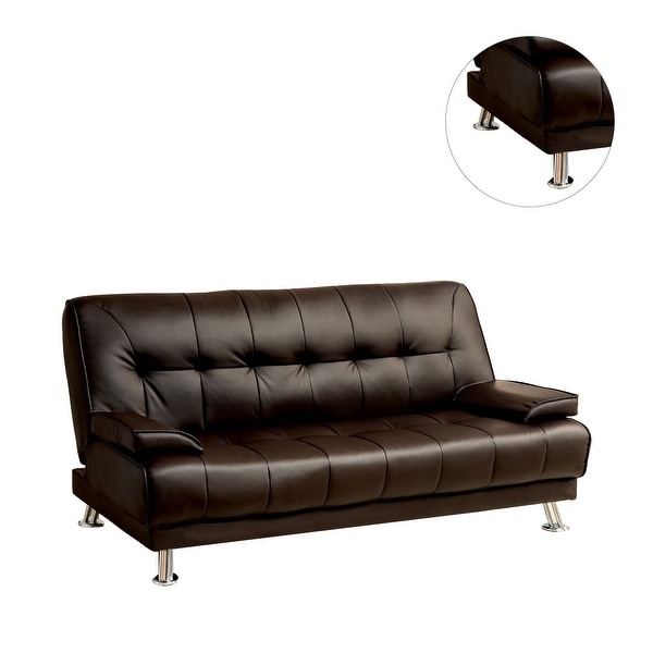 Dark brown leather futon sales