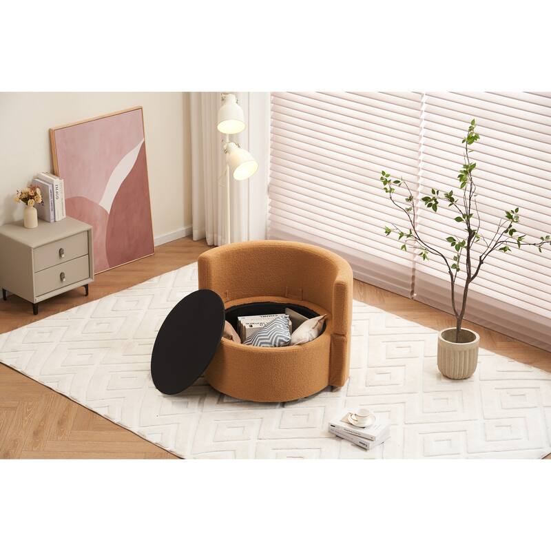 31.5" Swivel Barrel Chair with Storage