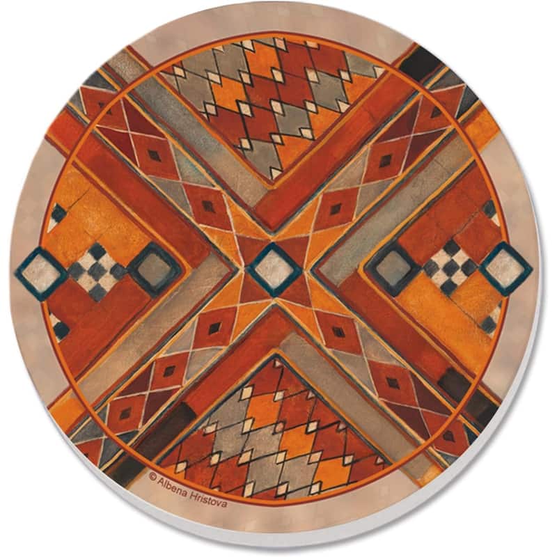 Southwest Pattern III 4 Pack Absorbent Stone Coasters with Protective Cork Backing Made in The USA Absorbent Easily Wipes Clean - Multi
