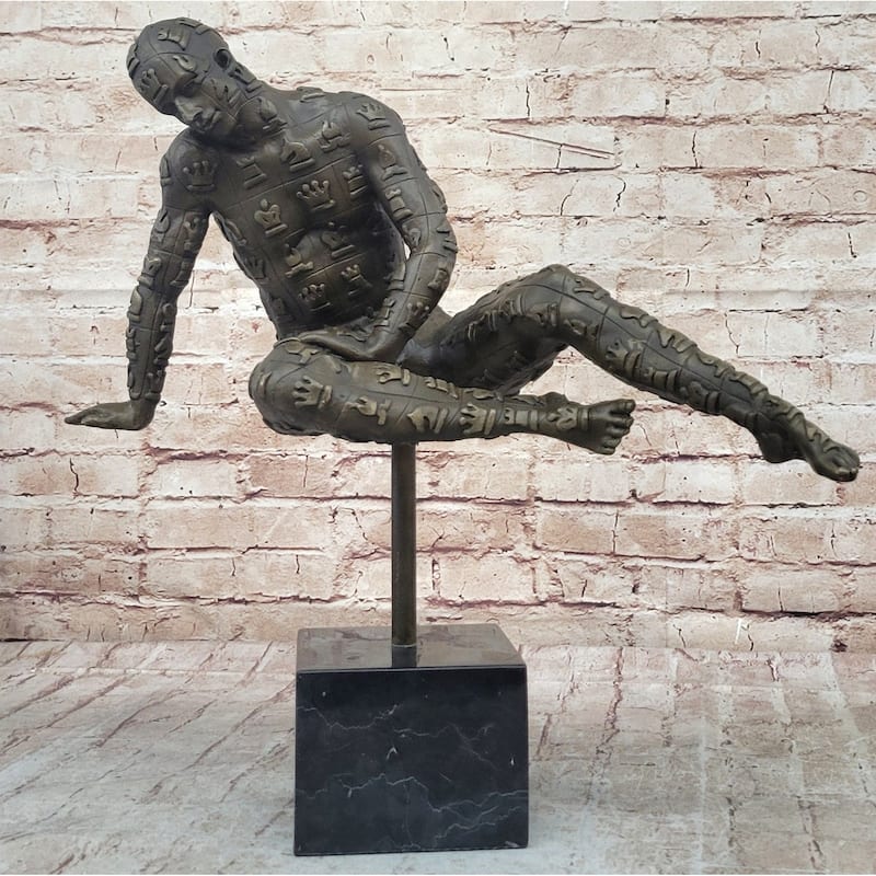 Man With Chess Figures Outfit Bronze Metal Statue Sculpture Figurine Salvador Dali 17 Inches