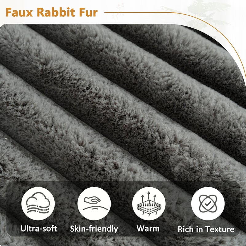 110" Faux Fur Cloud 3-Seater sat L-Shaped Sectional Sofa with Two Included Throw Pillows