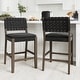 preview thumbnail 33 of 58, Nathan James Cohen Faux Leather Counter or Bar Height Stool, Solid Wood Frame with Footrest and Woven Leather Back