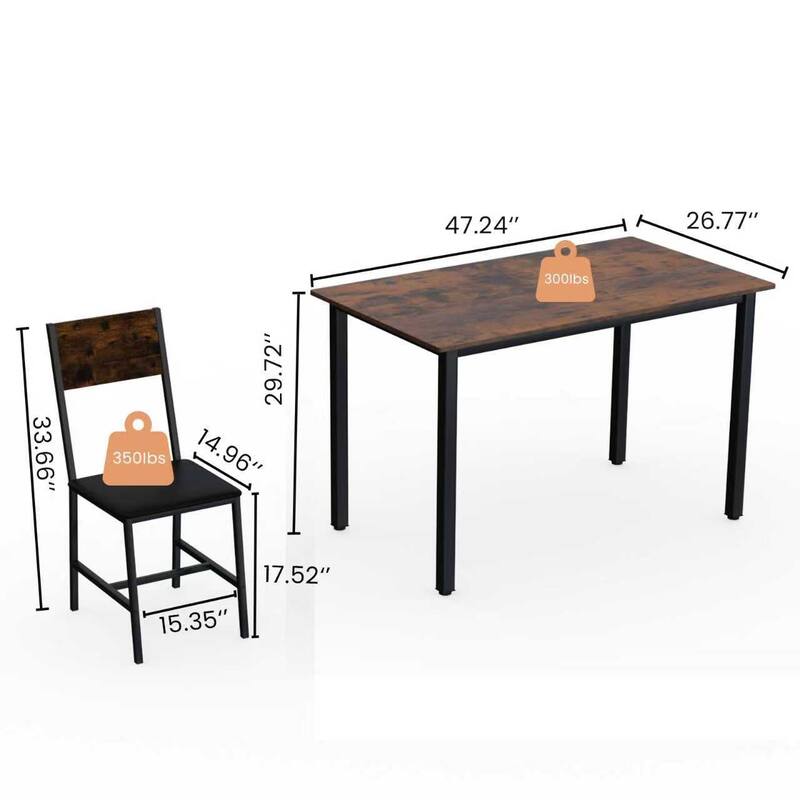 5 Piece Metal and Wood Indoor Modern Dinning Table Furniture Set for 4, Dining Table Chairs