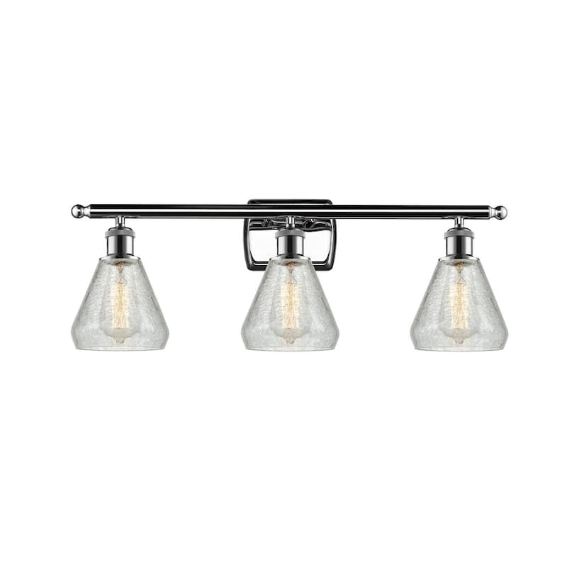 Innovations Lighting Conesus 3 Light 26" Wide Bathroom Vanity Light - Polished Chrome / Clear Crackle