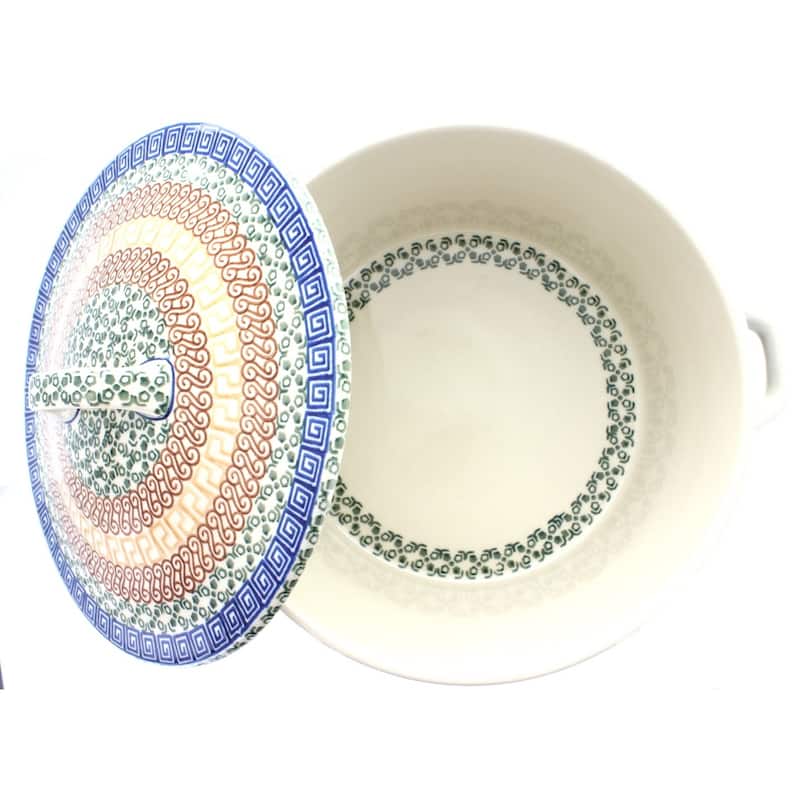 Blue Rose Polish Pottery 278 Ceramika Artystyczna Covered Round Baker