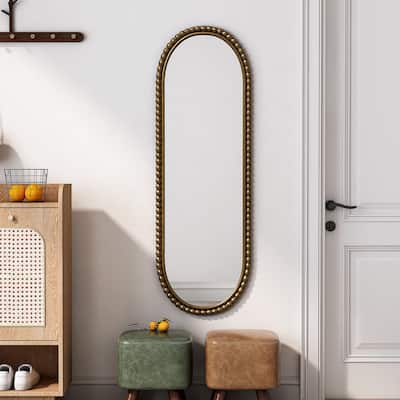 Antique Effect Iron Art Oval Retro Wall Hanging Mirror