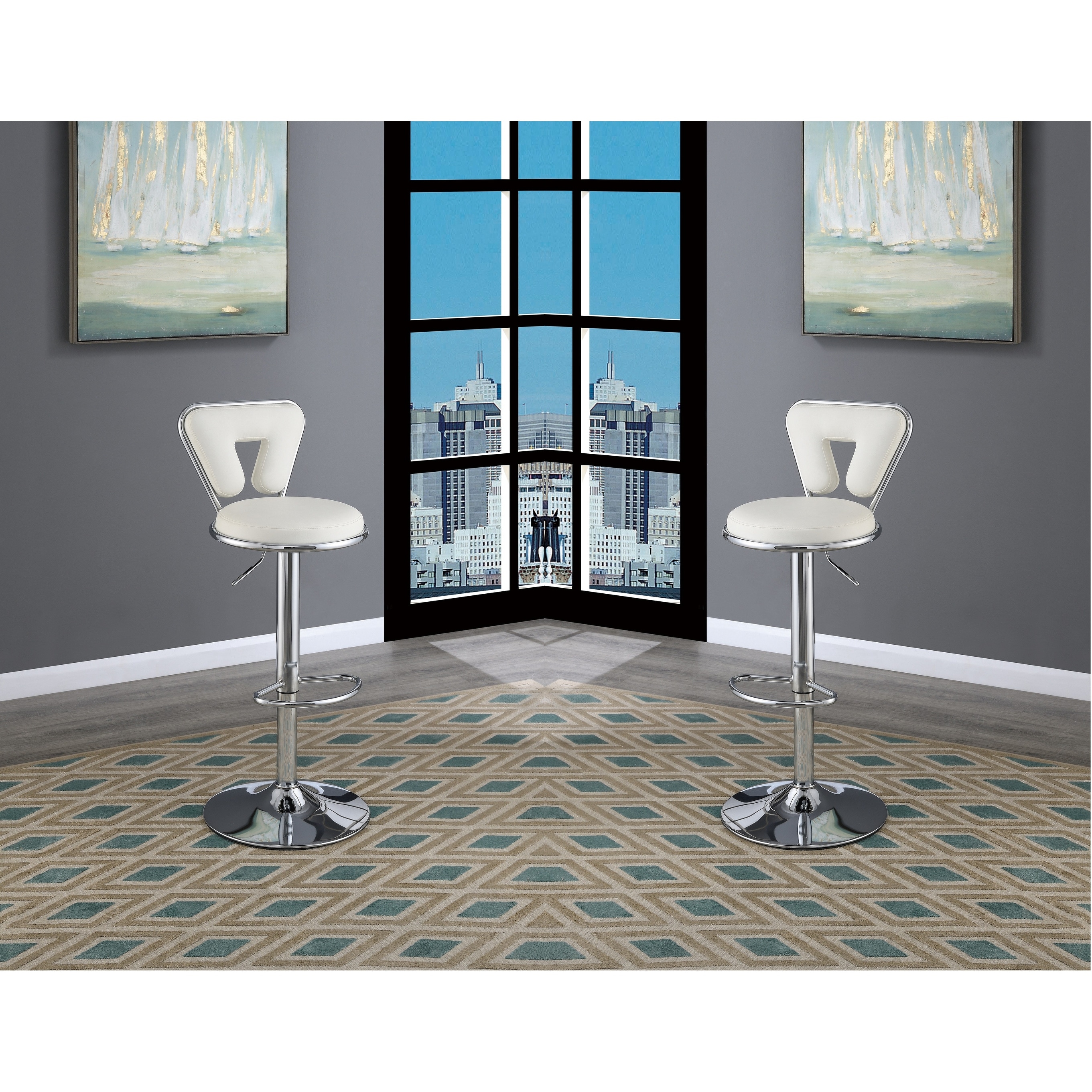 Adjustable Gas Lift Chair Counter Height Bar Stools Set of 2 metal Frame Chair