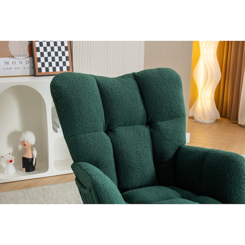 Teddy Fabric Rocking Chair With Adjustable Footrest