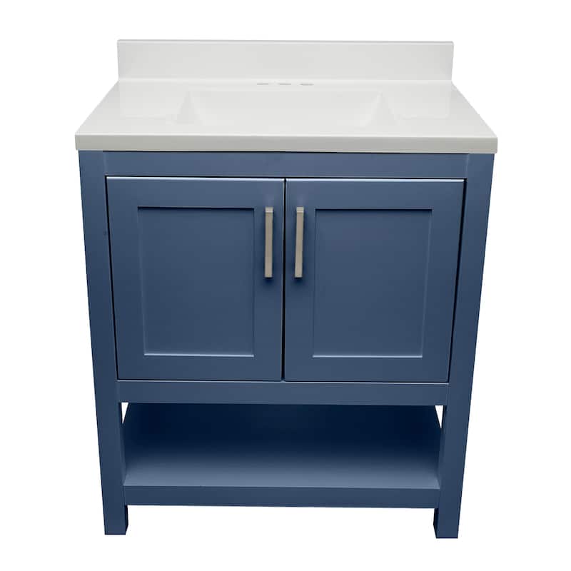 Taos 31" Bathroom Vanity with Cultured Marble Vanity Top Sink in White with White Basin